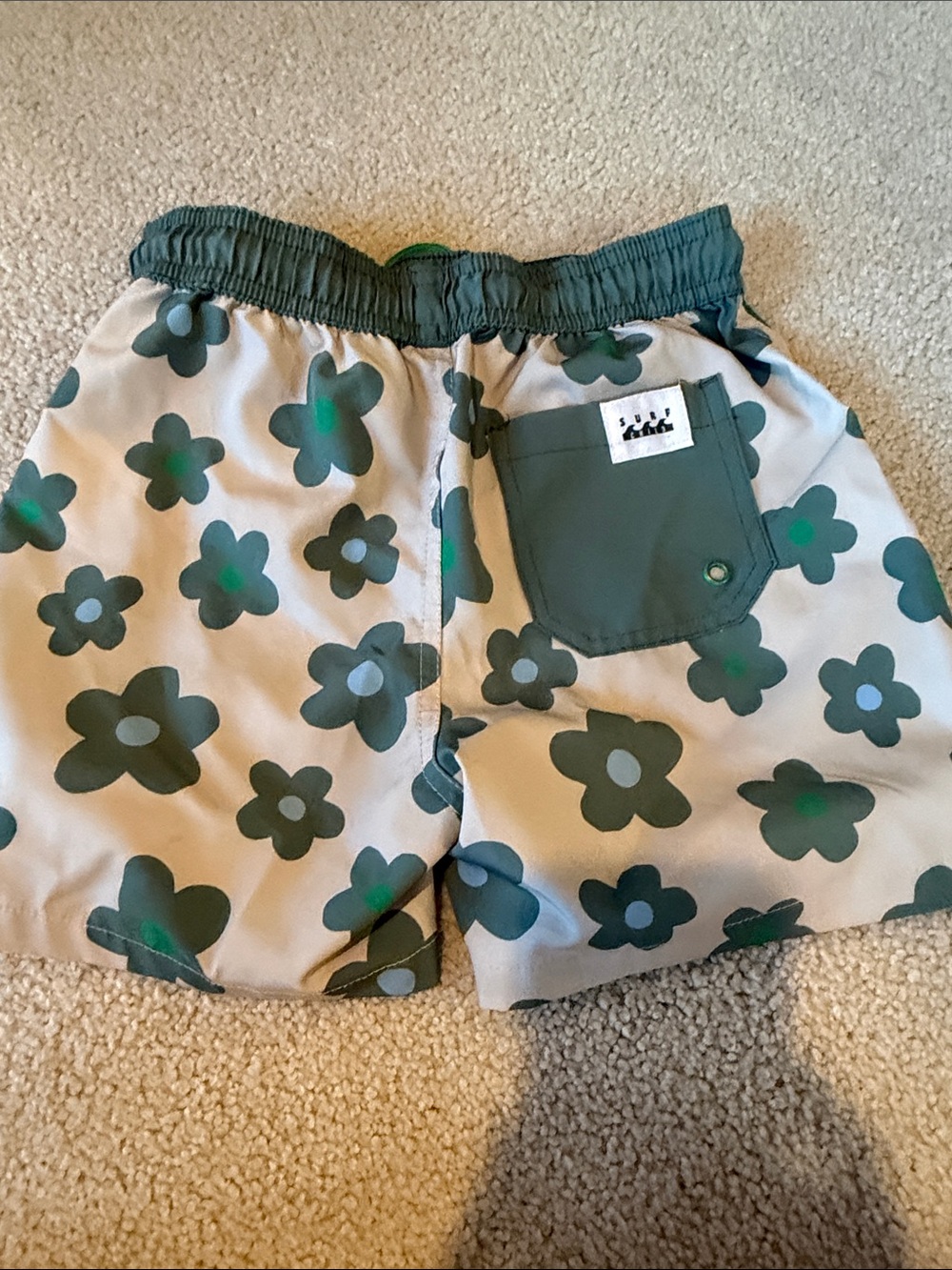 Cotton On Kids Floral Swim Trunks in Cream and Green - Picture 4 of 5